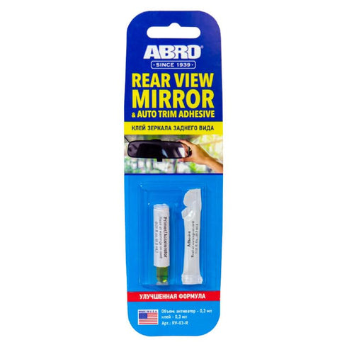 ABRO Rear View Mirror Adhesive, Two-Step Application, Ultra-Strong Permanent Bond, Ideal for Auto Trim Attachment, Quick-Set Solution for Mirrors,...