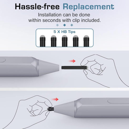 MoKo Pen Tips for Surface Pen (5 Packs), Surface Pen Tip Replacement Kit Compatible with Surface Pro 2017 Pen (Model 1776) / Surface Pro 4 Pen, 5 ...