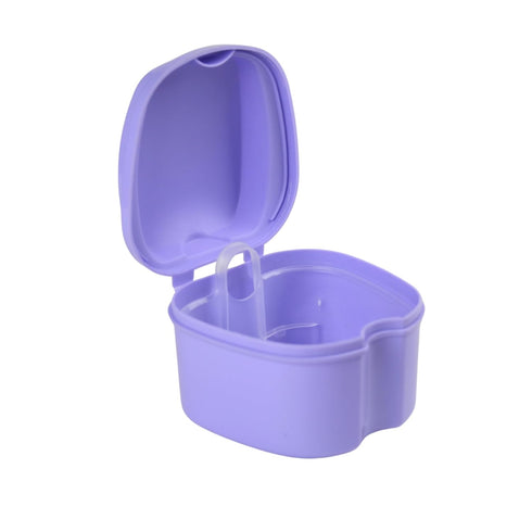 Denture Case, Denture Box with Strainer, Night Cleaner Denture Bath Box for Retainer, Mouthguard, False Teeth, and Denture Cleaning (Purple)...