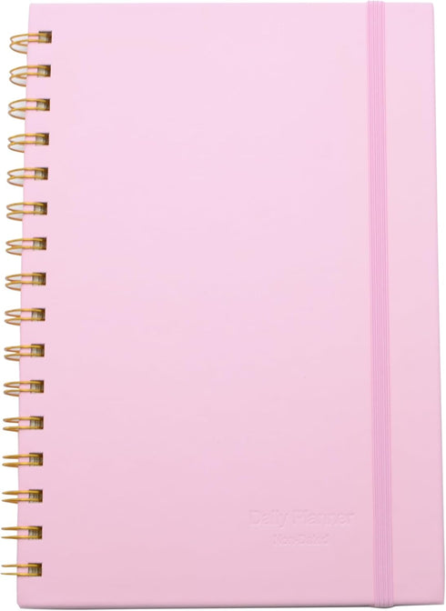 Spiral Notebook with Bandage and Inner Pockets, A5 PU Hardcover 8mm Ruled 70 Sheets/140 Pages Journals for Study and Office (Pink)...