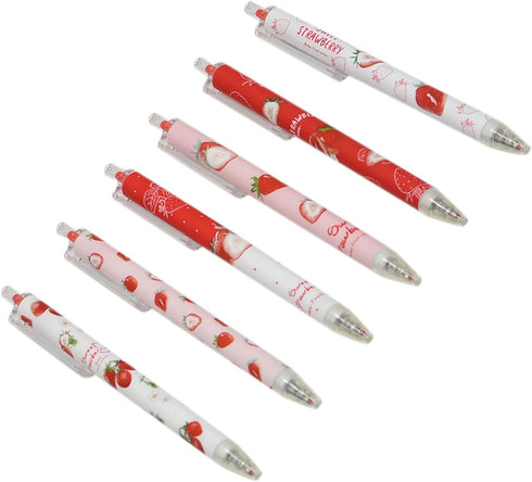 YYaaloa 12pcs Cute Strawberry Pens Black Gel Ink Pens Retractable 0.5mm Gel Pens Nice Gifts Fun Pens for Kids Girls Boys Christmas Gifts...