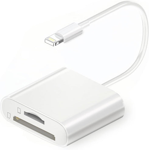 SD Card Reader for iPhone Lightning Camera Adapter Dual Slot Micro SD TF Memory Card Reader for iPad...
