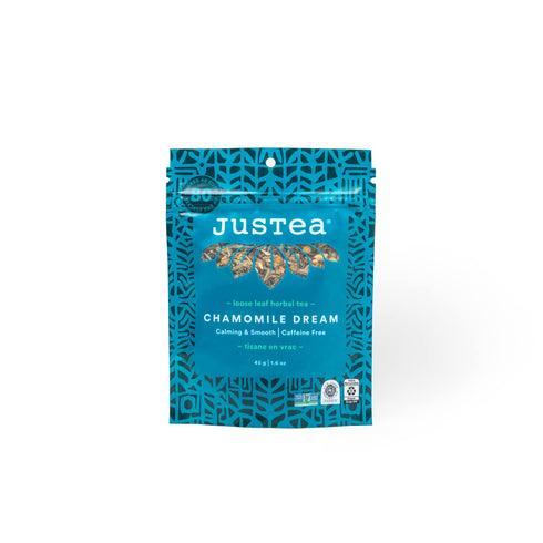 JusTea CHAMOMILE DREAM | Loose Leaf Herbal Tea | Recyclable Refill Pouch | 40+ Cups (1.6oz) | Caffeine Free | Award-Winning | Fair Trade | Non-GMO...