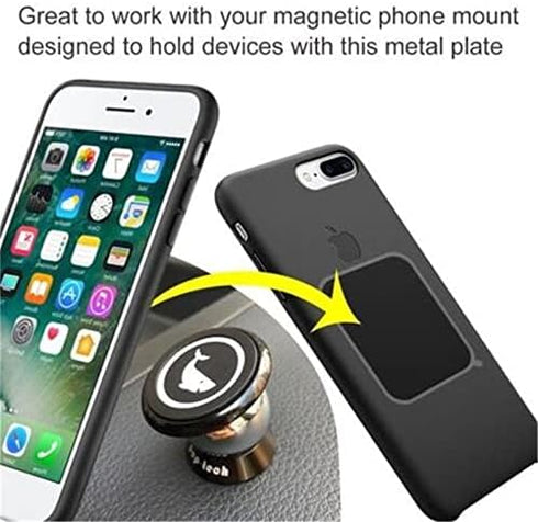 Replacement Metal Plates Set (8 Pack) for Magnetic Car Phone Holders, Wall, Air Vent Mounts, Cases, Magnets. Kit of 4 Black Round and 4 Rectangula...