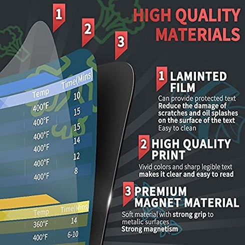 Air Fryer Accessories Cook Times,Air Fryer Magnetic Cheat Sheet Set,Air Fryer Chart Magnet Sheet- Quick Reference Guide for Cooking and Frying (Ai...