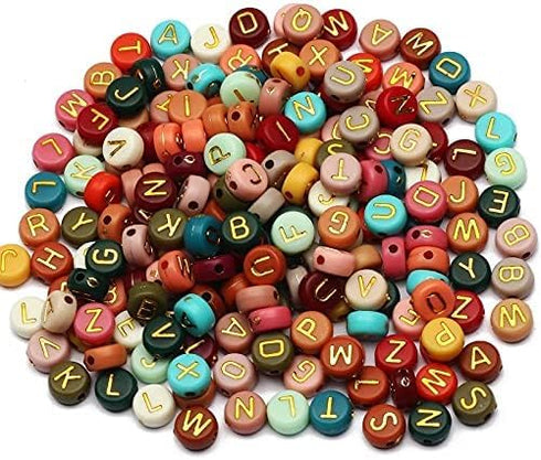 ToBeIT 1000pcs Color Gold Letter Beads Acrylic Alphabet Letters Bead 4x7mm Round Letter Beads for Jewelry Making, Bracelets, Necklaces, Key Chains...