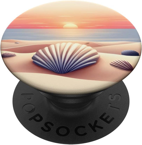 Seashells Beach Sea Sunrise Summer Sunset PopSockets Standard PopGrip...