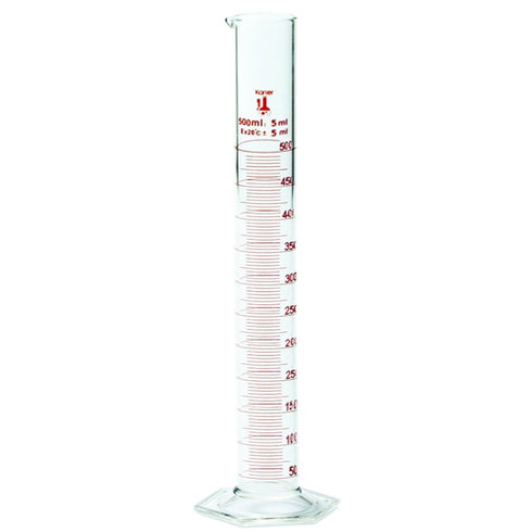 500ml Graduated Cylinder, Borosilicate 3.3 Glass, Single Metric Scale, Class B, Karter Scientific 213I14 (Single)...