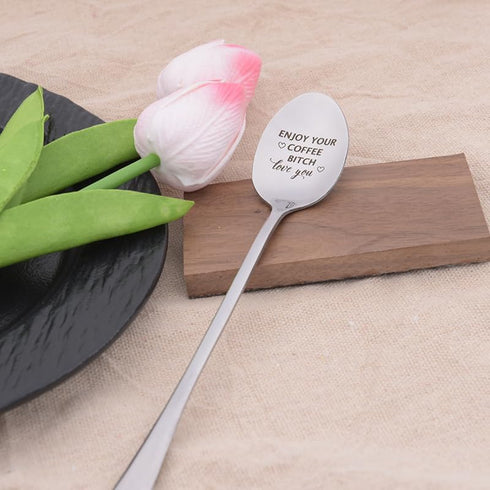 Funny Coffee Spoon Gifts for Coffee Lover Best Friend Besties Birthday Gifts for Friends Women Girls Wife Girlfriend Birthday Gift for Women Bitch...