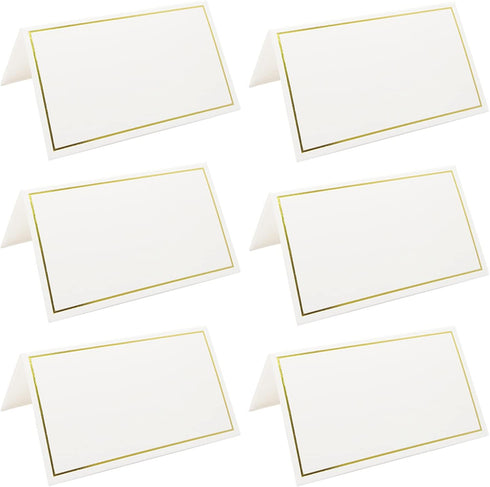 50 Pack Tent Cards with Gold Foil Border for Weddings, Banquets, Events, 2 x 3.5 Inches...