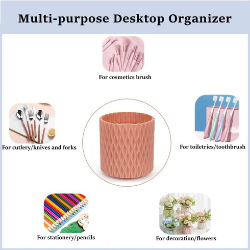 Makeup organizer Brush Holder Plastic Cosmetic Desktop Storage Rotatable Makeup Brushes Pen Holder for Countertops Bathroom,Multi-Purpose Cosmetic...
