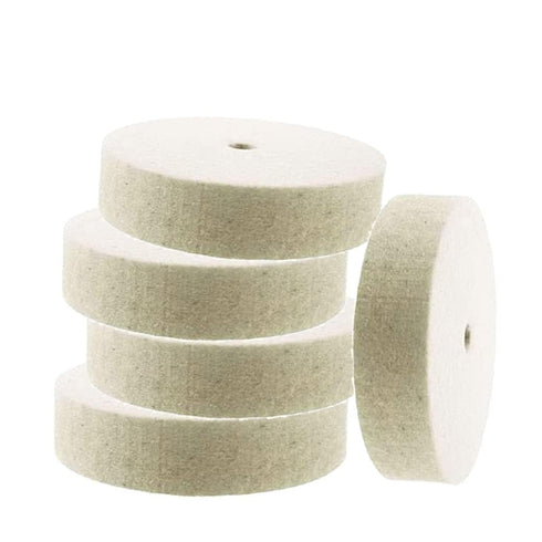 Luo ke 5 Pcs 3'' Compressed Wool Polishing Wheel, 3/8 Inch Arbor Hole Wool Felt Buffing Wheels for Bench Grinder or Die Grinder etc...
