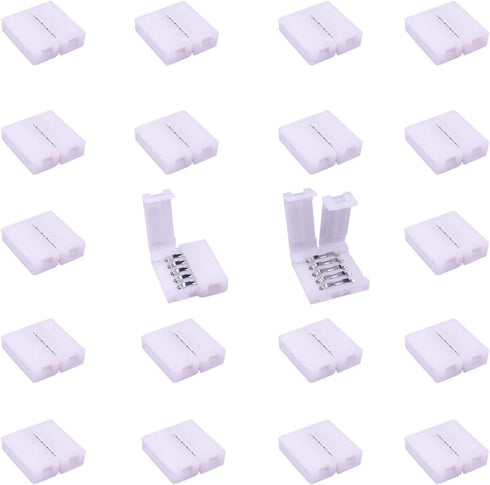 20pcs RGBW LED Strip Connector 5 pin 12mm Wide RGBW 5050 LED Tape Connector RGBW LED Ribbon Snap Down Connector 5-Conductor RGBW LED Rope Connecto...