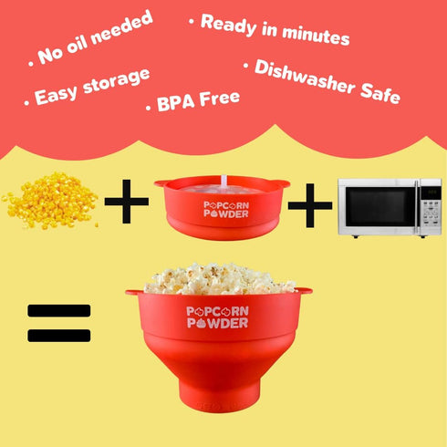 Popcorn Powder's Collapsible Microwave Popcorn Popper (Red)...