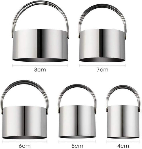 5Pcs Biscuit Cutter Set, Stainless Steel Round Cookies Cutter Fondant Cutters with Handle for Cutting Thick or Thin Dough Stainless Steel Baking T...