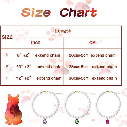 Pearl Cat Collar Dog Collar Rhinestone Necklaces for Small Dogs Collar Accessories Pet Collar (Green Drop Shape, Small)...