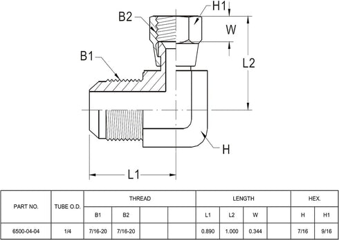 (2-PACK) 6500-04-04 Hydraulic Hose Adapter Fitting 1/4" Male JIC 37° Flare (7/16-20 UNF) × 1/4" Female JIC 37° Swivel Nut (7/16-20 UNF) 90° Elbow ...
