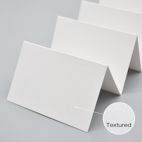 AZAZA 50 Pcs White Blank Place Cards - Textured Table Tent Cards Seating Place Cards for Weddings Banquets Dinner Parties 2.5" x 3.75"...