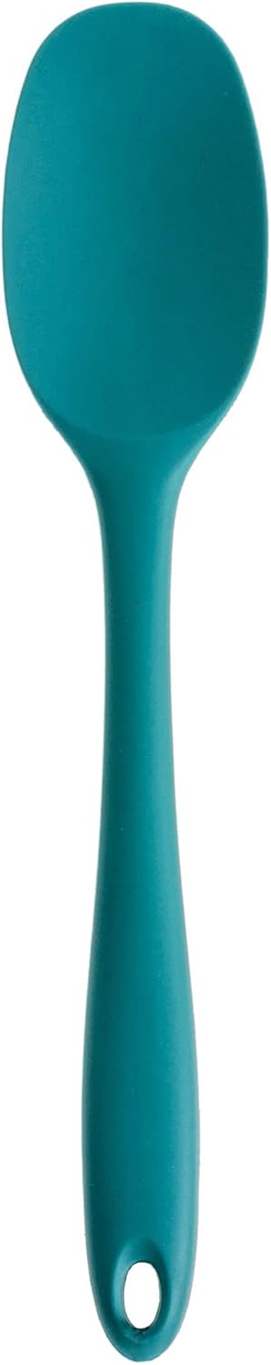 RSVP International Ela's Favorite Silicone Spatula Spoon, Turquoise, 11" | BPA-Free Silicone | Mix Thick Batters, Scrape Sauces, Stir Pasta, & Mor...