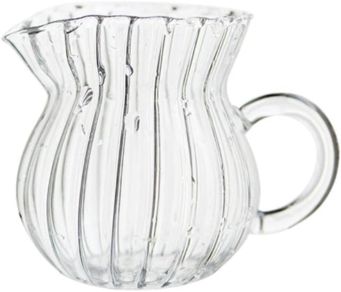 CHOOLD Creative Embossed Stripe Clear Crystal Glass Creamer Jug for Kitchen (4/5.5/9/12oz)...