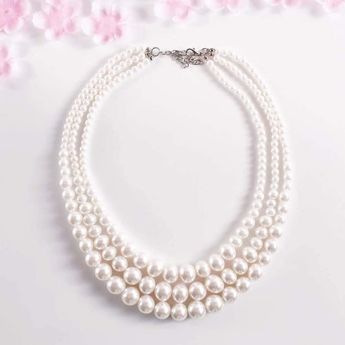 Simulated Pearl Chokers Multi-Layer Pearl Necklace Multi-Strand Pearl Statement Bridal Choker Necklace for Wedding Party Jewelry 20s Flapper Neckl...