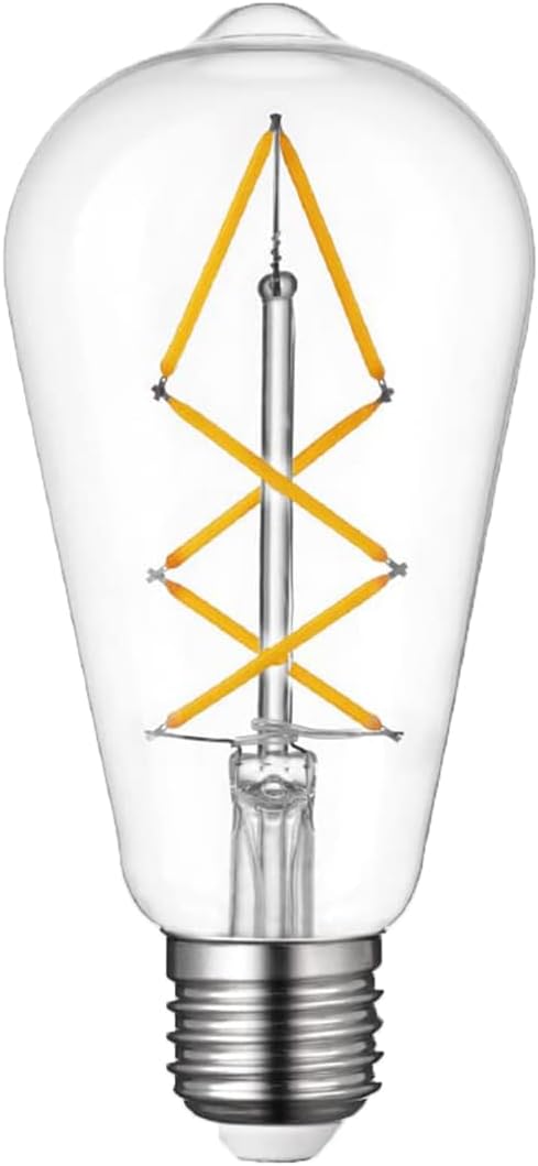 Fishbone Filament LED Edison Bulbs, 60 Watt Equivalent ST64 E26 Dimmable vintage Light Bulbs, 600Lumen 4000K Daylight White Spiral Old Fashioned L...