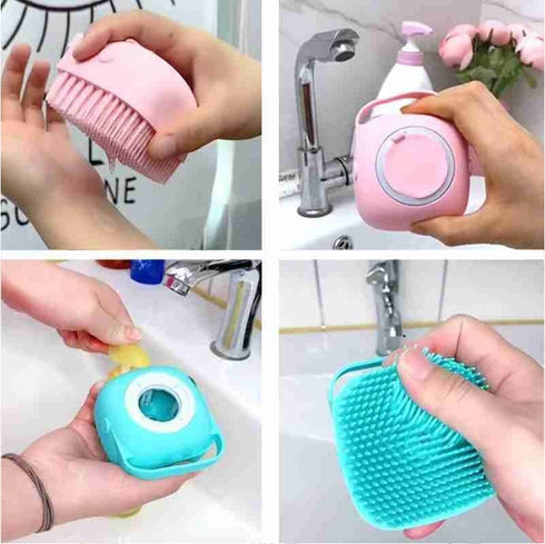 Dog Brush – Cat Brush – Shampoo Dispensing Scrubber – Soft Silicone Design – Hanging Loop – For All Skin Types – Grooming, Deshedding and Exfoliat...