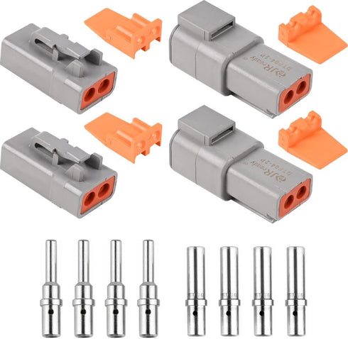 JRready ST6138 DTP Connector Kit 2Pin, DTP 12 Guage 14 Guage Waterproof Connector with Size 12 Solid Contact 12-14 AWG, 2 Sets...