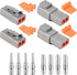 JRready ST6138 DTP Connector Kit 2Pin, DTP 12 Guage 14 Guage Waterproof Connector with Size 12 Solid Contact 12-14 AWG, 2 Sets...