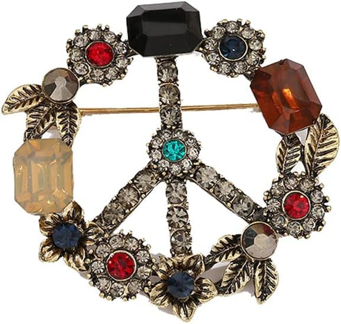 Antique Gold Plated Crystal Love Peace Brooch and Pins (1)...
