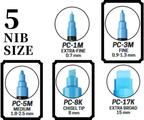 Posca Marker Acrylic Paint Pens Primary Color Set(Red, Blue, Yellow) 3 Color Set Of 9 Pens PC-3M/PC-5M/PC-8K Fine/Medium/Chisel...