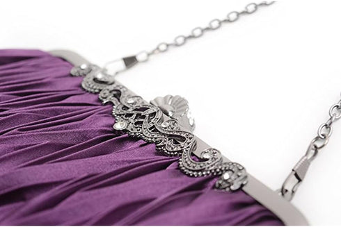 KESYOO trendy handbags wallet clutch Cocktail Evening Handbags party bag for wedding Satin Pleated Bag purse handbag clutch bag purple dinner part...