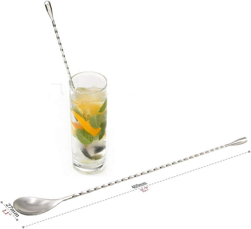 GFDesign 15.7“ Extra Long Cocktail Mixing Spoon Set Food-Grade 18/8 Stainless Steel Stirrer Spiral Pattern Bar Cocktail Shaker Spoon for Ice Cream...