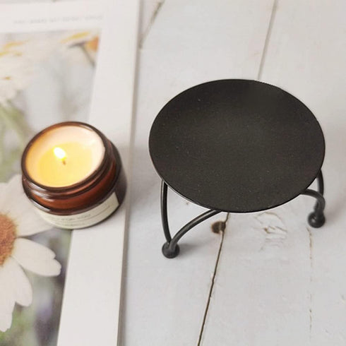 2Pcs Geometric Round Iron Candle Holder Table Decoration Centerpiece Candlestick Holder Candle Plate Stand for Wedding Party or Home Dinning Decor...