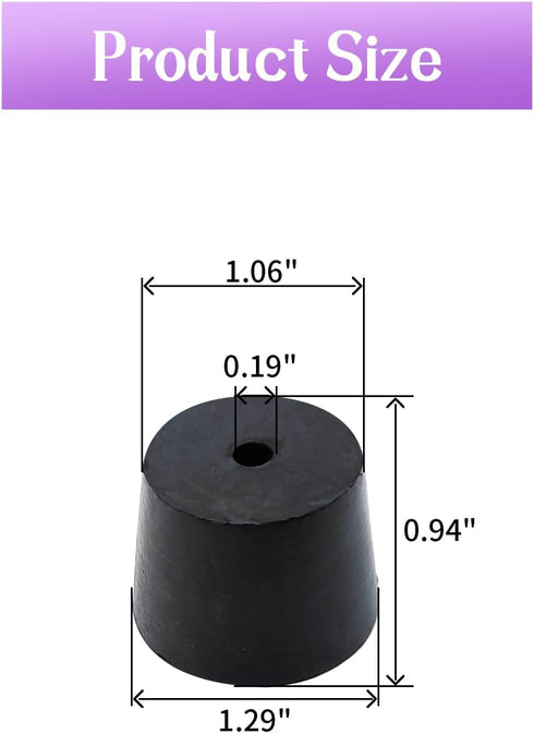 PENCK 6pcs Rubber Stopper with Hole 27mm to 34mm Tapered Plug Black Test Tubes Bungs Stoppers for Lab Home Use...