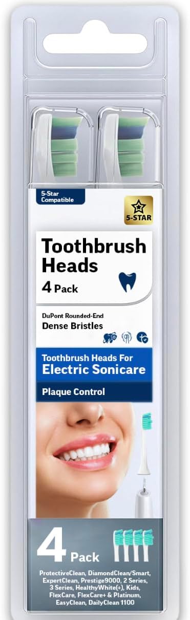 5-Star Compatible with C1 Sonicare Replacement Heads. Electric Toothbrush Heads Compatible with Sonicare Electric Toothbrush. 4 Pack, Blue...