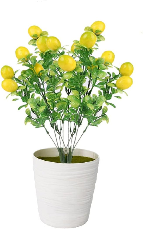 2 Pack Artificial Lemon Branches Yellow Lemon and Green Leaves Artificial Floral Picks for Home Party Spring Summer Garden Table Decorations - Flo...