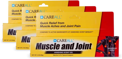 CareAll Muscle & Joint Vanishing Scent Gel, 3.0 oz. (3 Pack), Non-Greasy, Pain Relief Gel for Muscle, Back and Minor Arthritis, Topical Analgesic,...