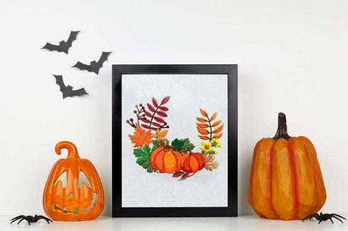 Louise Maelys Beginners Embroidery Kit Fall Pumpkin Wreath Cross Stitch Adults DIY Needlepoint Crafts Kits...