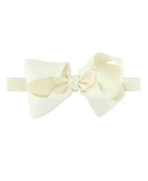RuffleButts Girls Ivory Bow Headband - One Size...