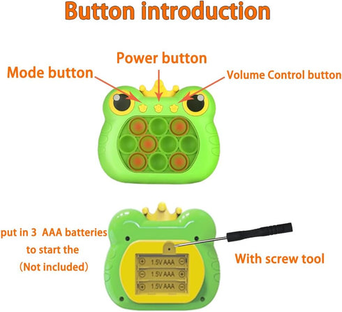 Fast Push Bubble Game,Handheld pop Game Light up Fidget Toys, for Children Adults Stress Relief Sensory Toys,Birthday Gift,Party Favors,Travel,Cla...