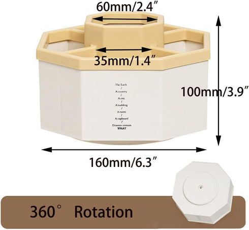 kaileyouxiangongsi Desk Organizer, 360-Degree Rotating Multi-Functional Pen Holder, 5 Compartments Desktop Stationary Organizer, Home Office Art S...