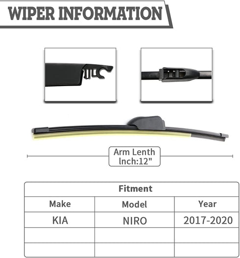 12" (Pack of 2) Rear Wiper Blade Set Replacement for Kia Niro,Jaguar F-Pace 2017-2020,Rear Wiper Cover Accessories Assembly, Wiper Cap Set for Bac...