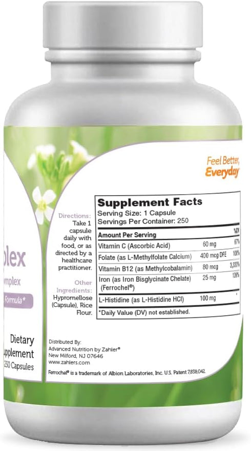Zahler Iron Complex, Gentle & Non-Constipating Iron Formula, 250 Capsules...
