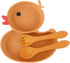 Powerful Suction Plates for Baby and Toddler,Baby Divided Plate,Thanksgiving Plates with Fork and Spoon,Duck Baby Plate Non-Slip,BPA Free,Microwav...