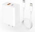 PD QC3.0 Fast Wall Charger USB C/A Power Adapter Type Compatible with iPhone 12/mini/Pro/Max/11/SE/Xs/XR/X/8 for Pro Air 2020 Duo Dual Port Chargi...