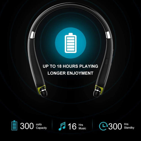 Bluetooth Headphones, Upgraded Foldable Wireless Neckband Headset with Retractable Earbuds, Noise Cancelling Stereo Earphones with Mic for Workout...