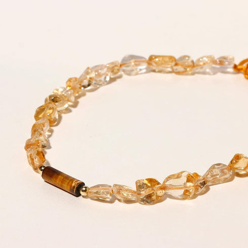 Jewever Citrine/Tigers Eye Beaded Anklet Crystal Irregular Beads Ankle Bracelets for Women Wealth Prosperity Balance Yoga Foot Jewelry Spiritual G...