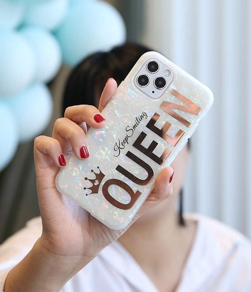 for iPhone 11 Pro Max Case Glitter Sparkling Women Girls Rose Gold Queen Print Girly Design, Soft TPU Silicone Hybrid Protective Sparkle Slim Cove...