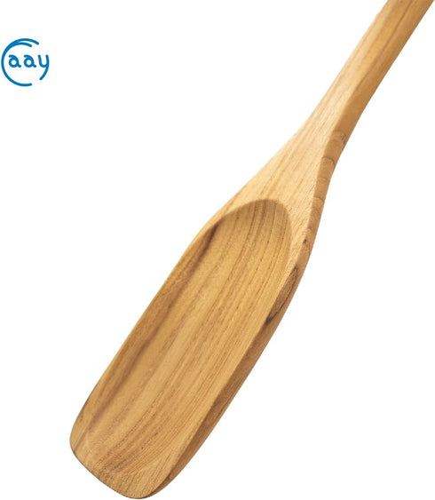 FAAY 18 Inches Large Wooden Spoon, Long Handle Heavy Duty Spoon with Scoop for Big Pot Stirring, Mixing & Cooking. Handcrafted from Teak for Crab ...